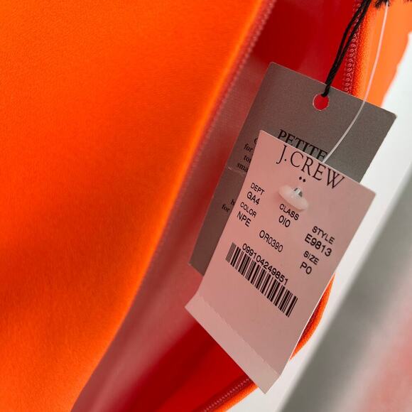 J.Crew Factory Petite Neon Orange Sheath Dress Laser Cut Size 0P NWT - Picture 6 of 8
